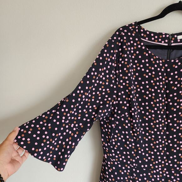 Boden Plus Size 3/4 Flutter Sleeve Black Polka Dot Delia Sheath Dress Size 16 - Picture 4 of 14